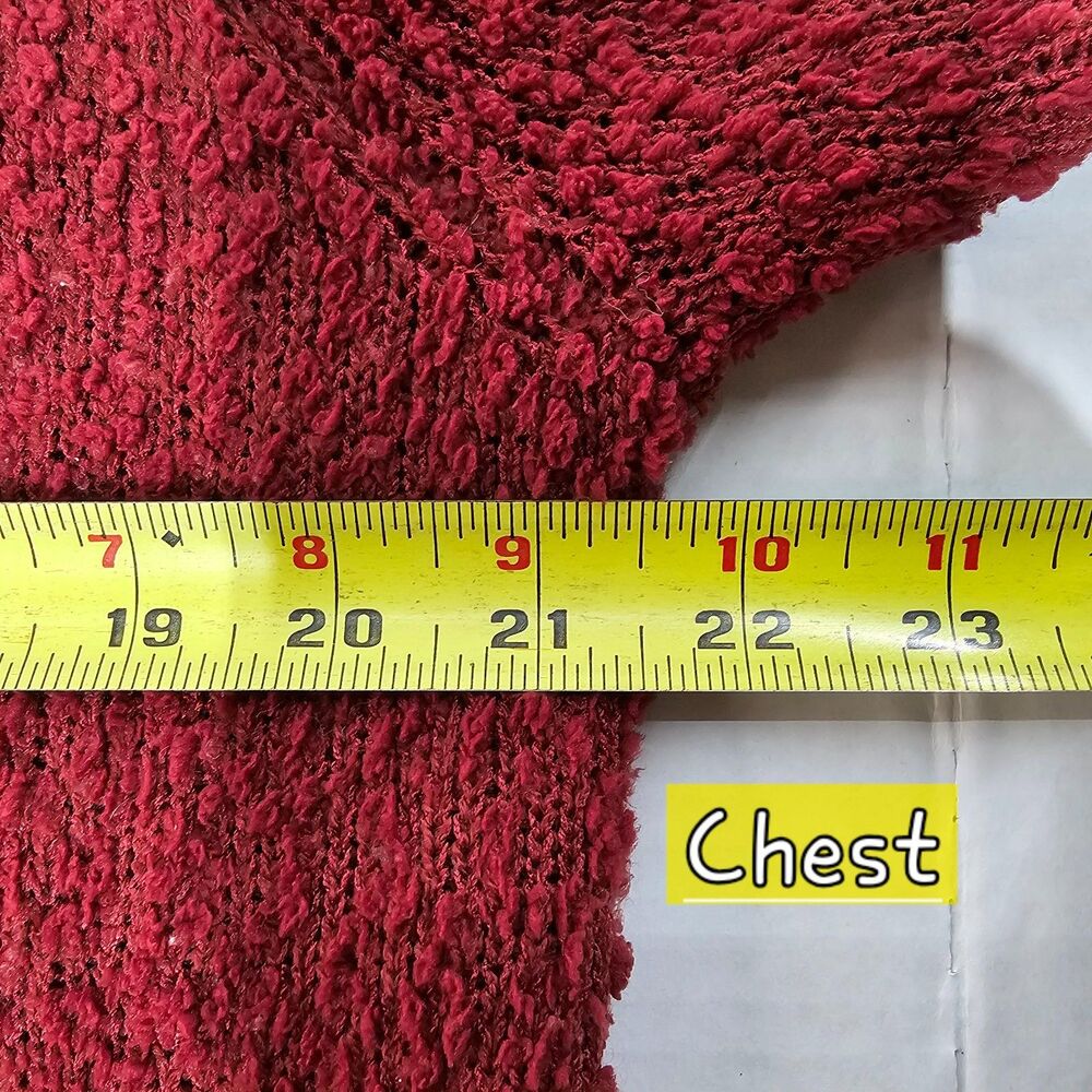 Modern Canvas Red Chenille Open Front Cardigan XXL Cozy Popcorn Knit Pockets - Picture 6 of 8